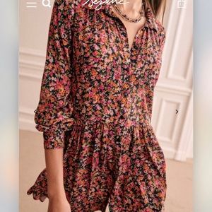 Sezane Leana Dress Blossom Marine Sz 12